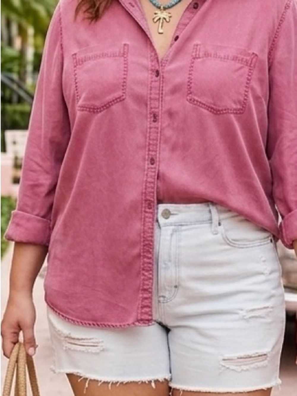 Express Dusty Rose Button Down Shirt Size Large 💕